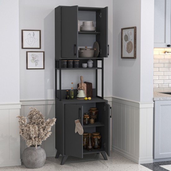 Έπιπλο κουζίνας Sedef χρώμα ανθρακί 61x40x202,1εκ.