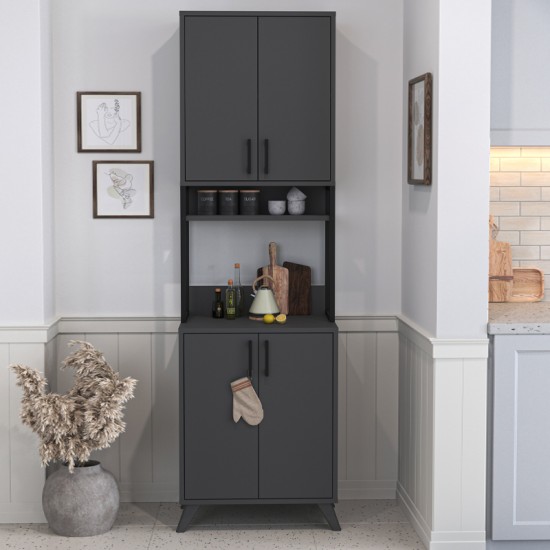 Έπιπλο κουζίνας Sedef χρώμα ανθρακί 61x40x202,1εκ.