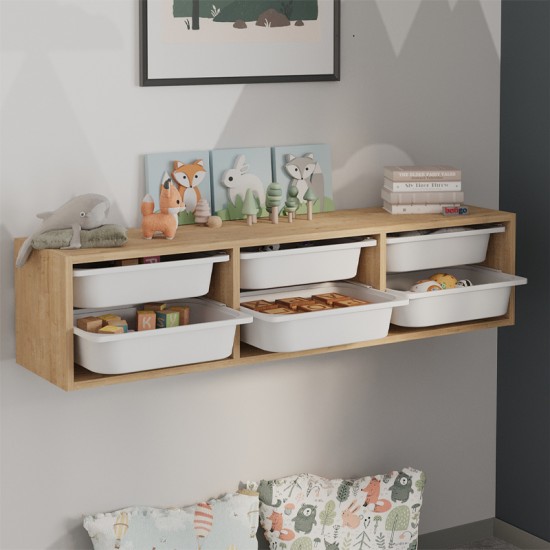 Συρταριέρα επιτοίχια Pavia με 6 συρτάρια χρώμα sapphire oak 132x31x30,7εκ.