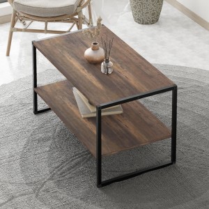 Τραπεζάκι σαλονιού Giza χρώμα rustic καρυδί 90,2x50,3x50,4εκ.