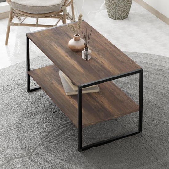 Τραπεζάκι σαλονιού Giza χρώμα rustic καρυδί 90,2x50,3x50,4εκ.