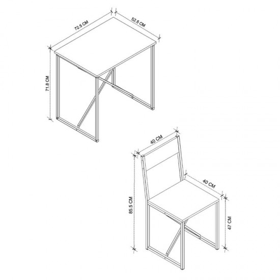 Τραπεζαρία Maysa Σετ 3 τμχ χρώμα pine oak 72,5x52,5x71,8εκ.