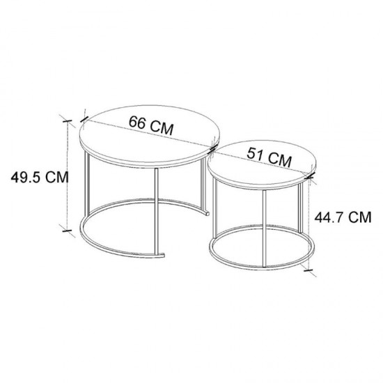 Τραπεζάκι σαλονιού σετ 2 τμχ Hilal χρώμα pine oak Ø66x49,5εκ. Τραπεζάκι σαλονιού σετ 2 τμχ Hilal χρώμα pine oak Ø66x49,5εκ.
