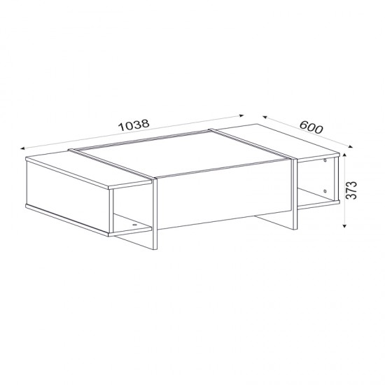Τραπεζάκι σαλονιού Veyron από μελαμίνη χρώμα μαύρο rebab - μαύρο εφέ μαρμάρου 104x60x37,3εκ.