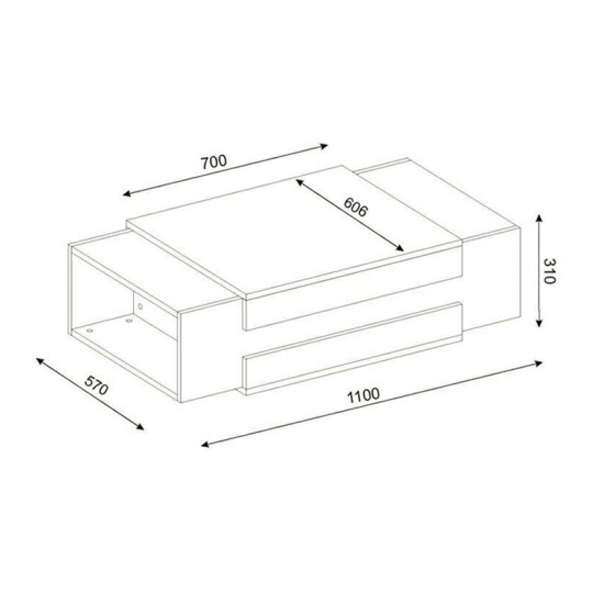 Τραπεζάκι σαλονιού Nora από μελαμίνη χρώμα λευκό - καρυδί 110x60,6x31εκ.