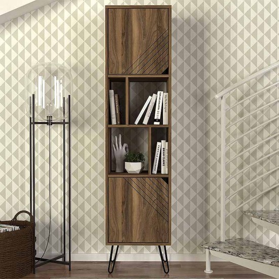 Βιβλιοθήκη μελαμίνης Norma χρώμα καρυδί 45x35x184εκ.