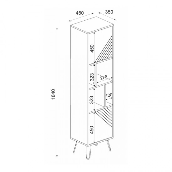 Βιβλιοθήκη μελαμίνης Norma χρώμα καρυδί 45x35x184εκ.