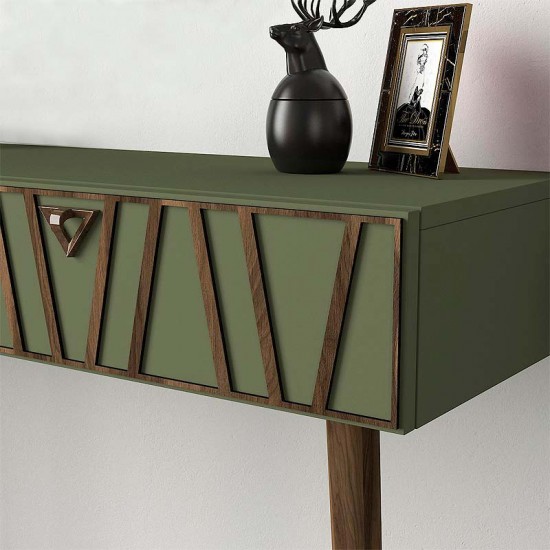 Κονσόλα επιτοίχια μελαμίνης Forest χρώμα λαδί - καρυδί 120x35x89,3εκ.