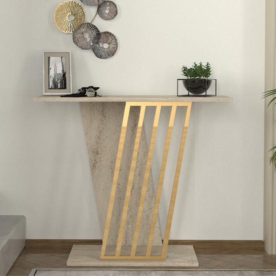 Κονσόλα Gravity χρώμα travertine - χρυσό 90x29,6x76,8εκ.