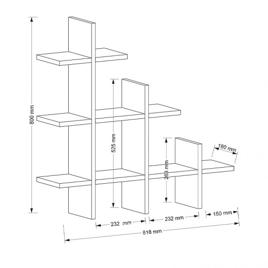 Ραφιέρα τοίχου Juke από μελαμίνη χρώμα καρυδί 81,8x18x80εκ.