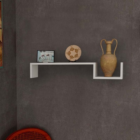 Ραφιέρα τοίχου Happy από μελαμίνη χρώμα λευκό 87,4x14,5x14,5εκ.