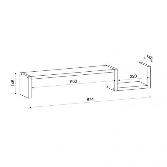 Ραφιέρα τοίχου Happy από μελαμίνη χρώμα λευκό 87,4x14,5x14,5εκ.