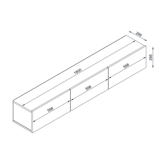 Έπιπλο τηλεόρασης επιτοίχιο Damla από μελαμίνη με LED χρώμα μαύρο εφέ μαρμάρου 180x29,5x29,5εκ.
