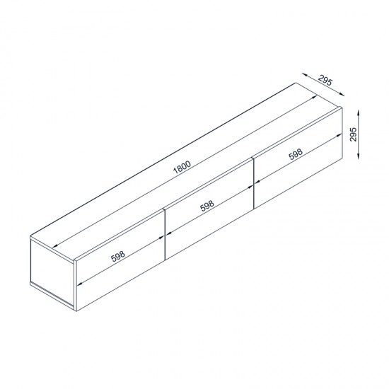 Έπιπλο τηλεόρασης επιτοίχιο Damla μελαμίνης με LED χρώμα sapphire oak - ανθρακί 180x29,5x29,5εκ.
