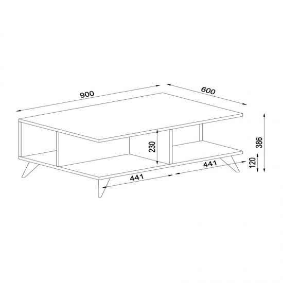 Τραπεζάκι σαλονιού Sedra από μελαμίνη χρώμα λευκό 90x60x38,6εκ.