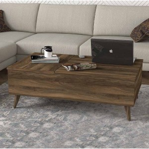 Τραπεζάκι σαλονιού Roy με σερβιτόρο από μελαμίνη χρώμα καρυδί 121x69x40εκ.