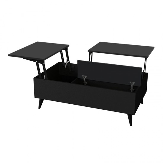 Τραπεζάκι σαλονιού Roy με σερβιτόρο χρώμα μαύρο 121x69x40εκ.