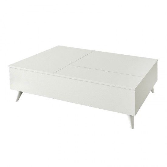 Τραπεζάκι σαλονιού Roy με σερβιτόρο χρώμα λευκό 121x69x40εκ.