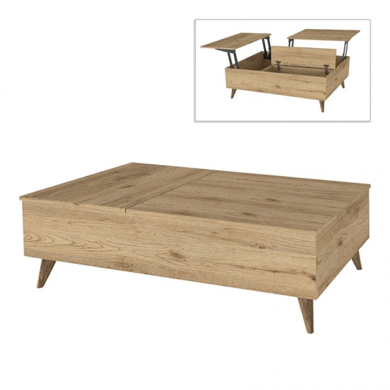 Τραπεζάκι σαλονιού Roy με σερβιτόρο χρώμα sepet oak 121x69x40εκ.