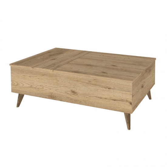 Τραπεζάκι σαλονιού Roy με σερβιτόρο χρώμα sepet oak 121x69x40εκ.