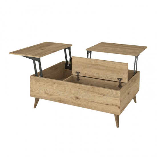 Τραπεζάκι σαλονιού Roy με σερβιτόρο χρώμα sepet oak 121x69x40εκ.