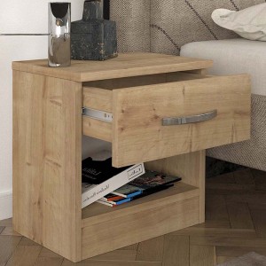 Κομοδίνο μελαμίνης Lube χρώμα sapphire oak 40x28,2x40εκ.