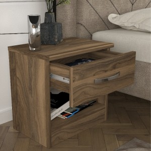 Κομοδίνο Lube χρώμα καρυδί 40x28,2x40εκ.