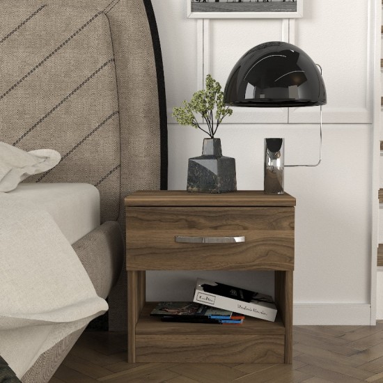 Κομοδίνο Lube χρώμα καρυδί 40x28,2x40εκ.