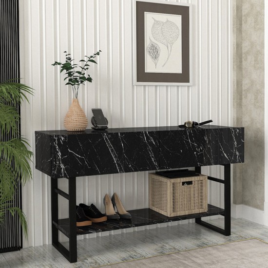 Κονσόλα Aron  χρώμα μαύρο εφέ μαρμάρου 138,8x41x75,7εκ.