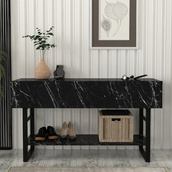 Κονσόλα Aron  χρώμα μαύρο εφέ μαρμάρου 138,8x41x75,7εκ.