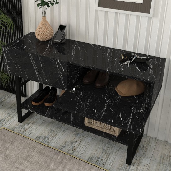 Κονσόλα Aron  χρώμα μαύρο εφέ μαρμάρου 138,8x41x75,7εκ.