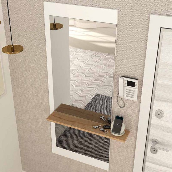 Καθρέπτης τοίχου Piyar από μελαμίνη χρώμα λευκό 60x14,6x150εκ.