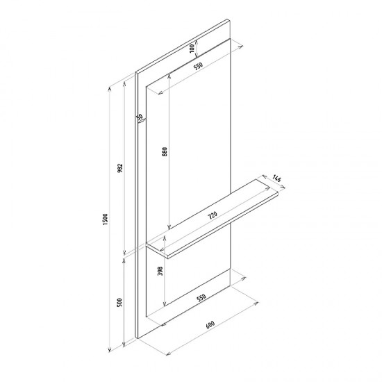 Καθρέπτης τοίχου Piyar από μελαμίνη χρώμα λευκό 60x14,6x150εκ.