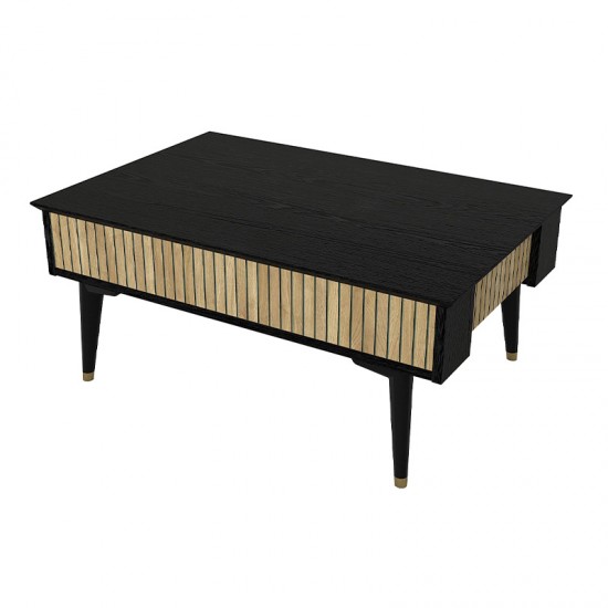 Τραπεζάκι σαλονιού Bolea χρώμα modern black - φυσικό οξιάς 90x60x38,6εκ.