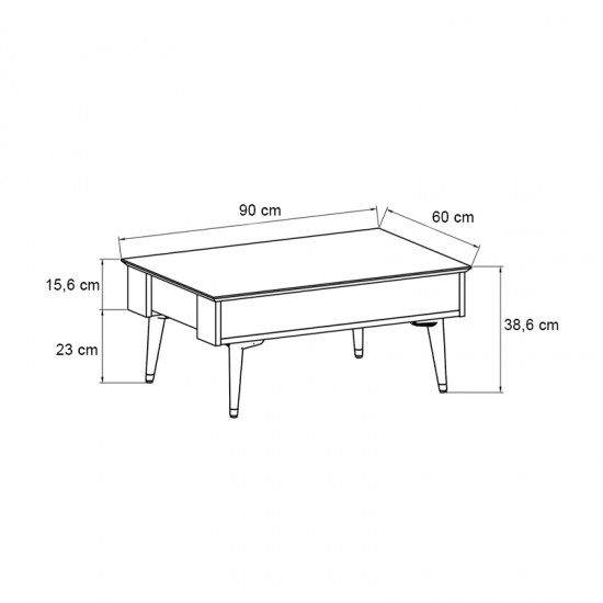 Τραπεζάκι σαλονιού Bolea χρώμα modern black - φυσικό οξιάς 90x60x38,6εκ.