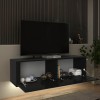 Έπιπλο τηλεόρασης επιτοίχιο Morel με LED χρώμα μαύρο 140x41,8x40εκ.