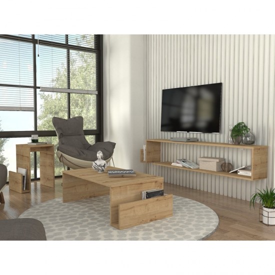 Έπιπλο τηλεόρασης επιτοίχιο Regnar χρώμα sapphire oak 168,6x25x31,8εκ.