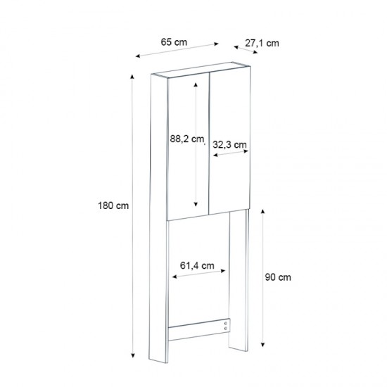 Έπιπλο πλυντηρίου Romme χρώμα μαύρο 65x27,1x180εκ.