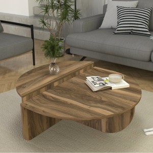 Τραπεζάκι σαλονιού Nilvia χρώμα καρυδί Ø85x35εκ.