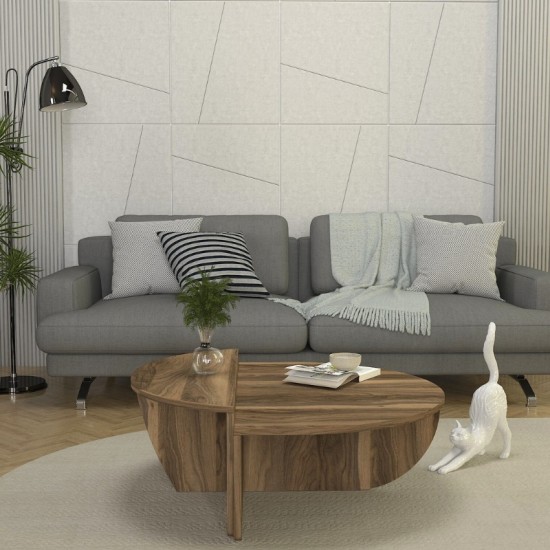 Τραπεζάκι σαλονιού Nilvia χρώμα καρυδί Ø85x35εκ.