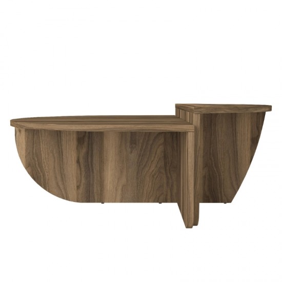 Τραπεζάκι σαλονιού Nilvia χρώμα καρυδί Ø85x35εκ.