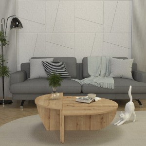 Τραπεζάκι σαλονιού Nilvia χρώμα sapphire oak Ø85x35εκ.