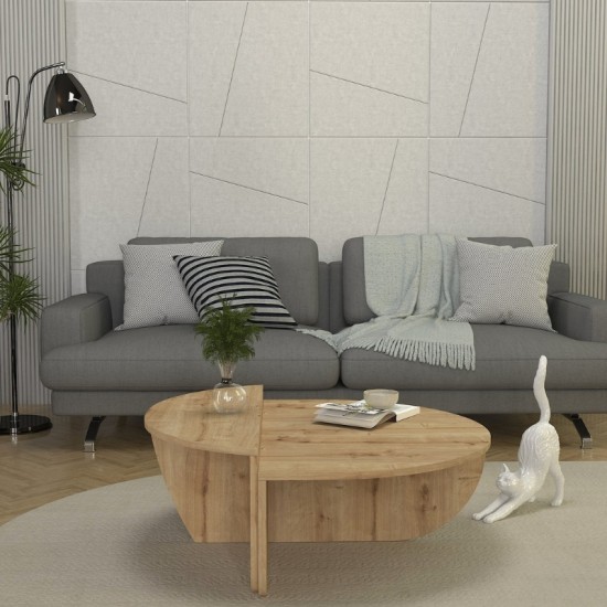 Τραπεζάκι σαλονιού Nilvia χρώμα sapphire oak Ø85x35εκ.