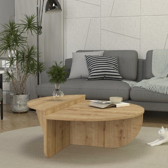 Τραπεζάκι σαλονιού Nilvia χρώμα sapphire oak Ø85x35εκ.