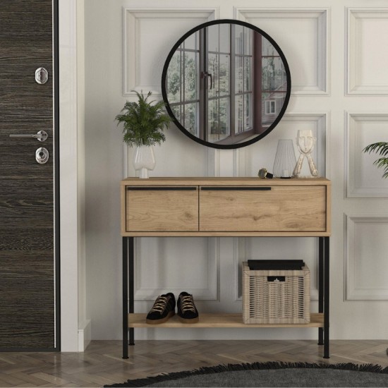 Κονσόλα με καθρέπτη Suzy χρώμα sepet oak 90x29,6x76εκ.