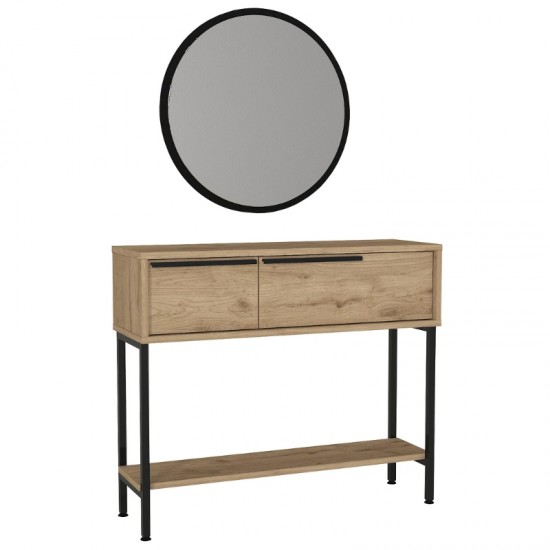 Κονσόλα με καθρέπτη Suzy χρώμα sepet oak 90x29,6x76εκ.