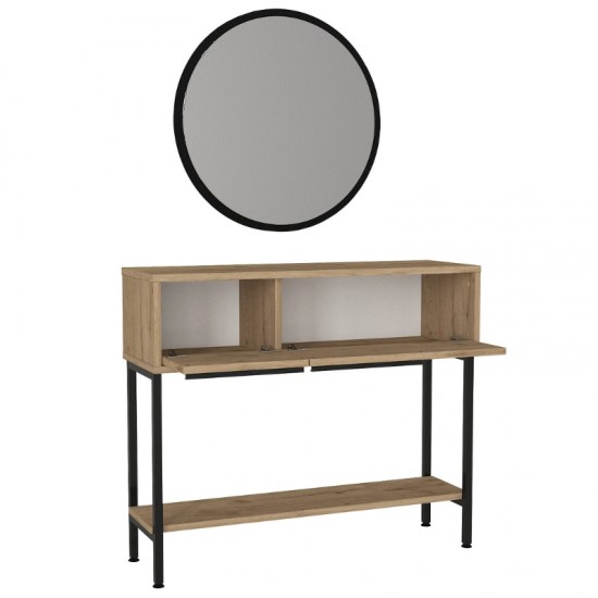 Κονσόλα με καθρέπτη Suzy χρώμα sepet oak 90x29,6x76εκ.