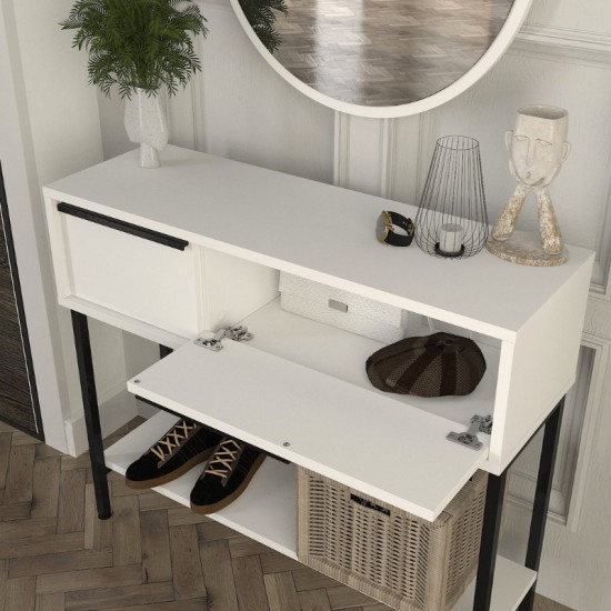 Κονσόλα με καθρέπτη Suzy χρώμα λευκό 90x29,6x76εκ.