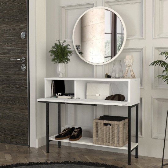 Κονσόλα με καθρέπτη Suzy χρώμα λευκό 90x29,6x76εκ.