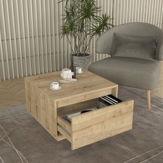 Τραπεζάκι σαλονιού Pura χρώμα sapphire oak 60x60x40εκ.